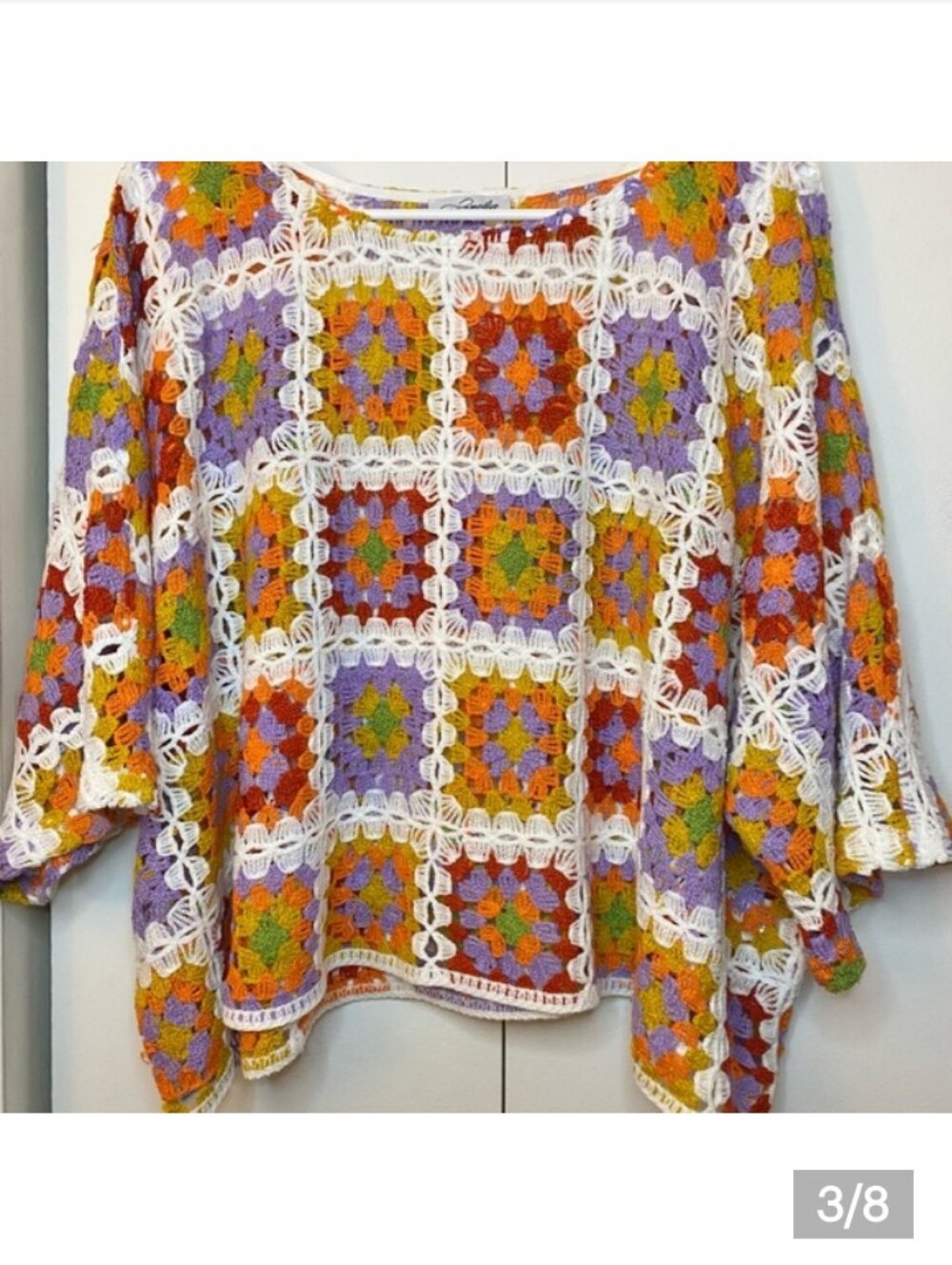 Multicolor Crochet Square-Panel Tunic Top - Women's Ptp 29”-30” Length 21”